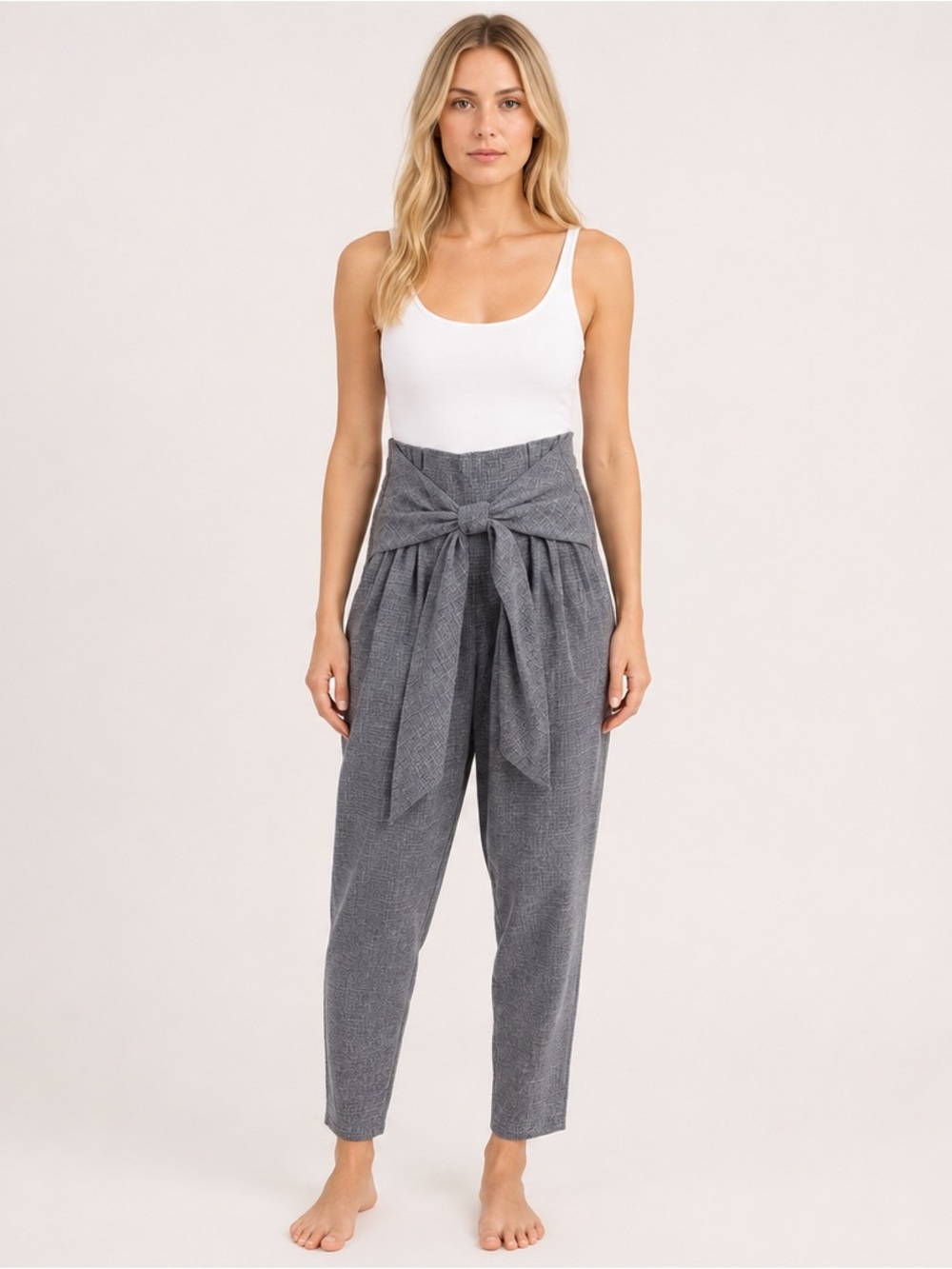 Sheike Australia Grey High Waisted Women's Tie-Waist Pants Size US 8 (AU 12)